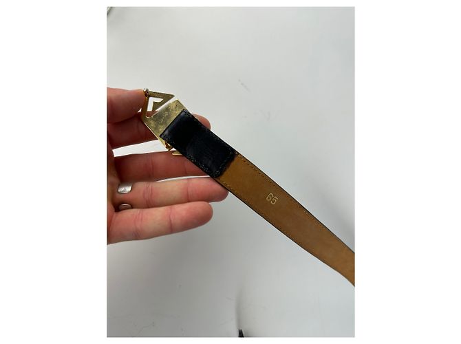 Vintage Givenchy Ledergürtel mit 4G-Logo Schwarz Gold - Ansicht 3