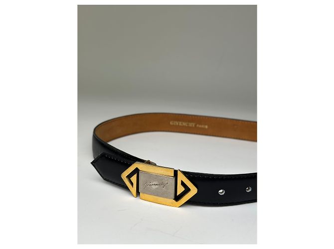 Vintage Givenchy Ledergürtel mit 4G-Logo Schwarz Gold - Ansicht 4