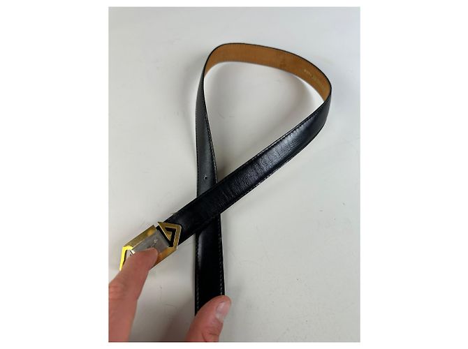 Vintage Givenchy Ledergürtel mit 4G-Logo Schwarz Gold - Ansicht 9