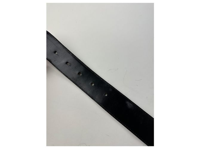 Vintage Gucci Ledergürtel mit GG Logo Schwarz Gold Silber - Ansicht 11