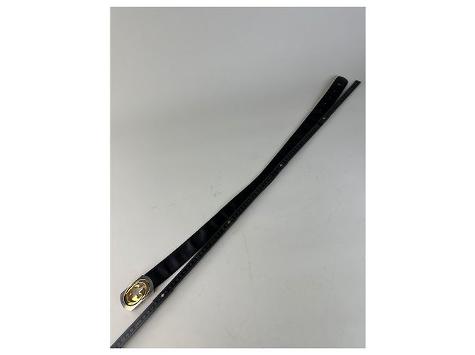 Vintage Gucci Ledergürtel mit GG Logo Schwarz Gold Silber - Ansicht 8