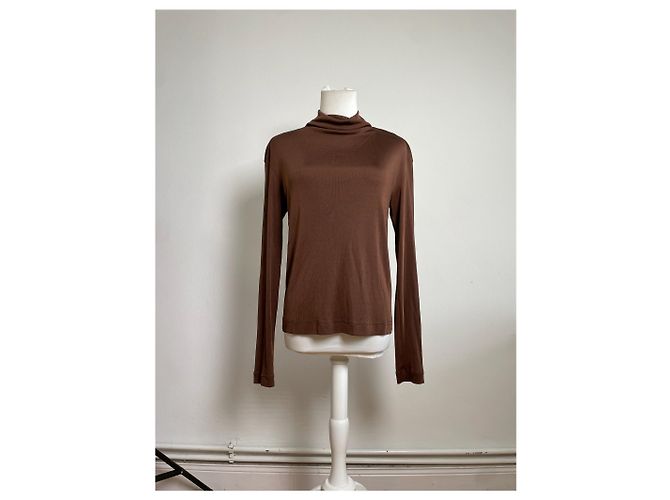 Vintage Issey Miyake Plisierter Rollkragenpullover Braun M - Ansicht 11