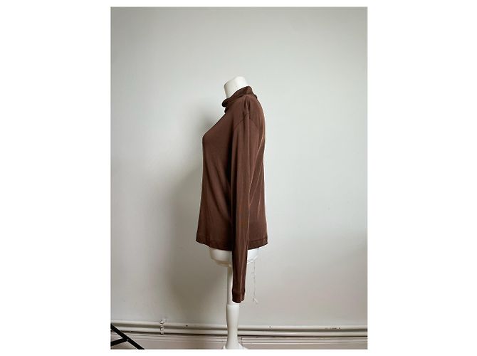 Vintage Issey Miyake Plisierter Rollkragenpullover Braun M - Ansicht 2