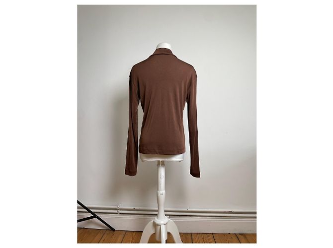 Vintage Issey Miyake Plisierter Rollkragenpullover Braun M - Ansicht 3