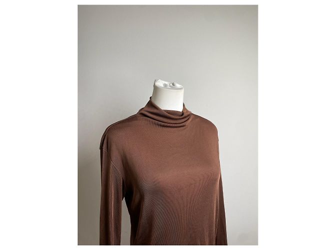 Vintage Issey Miyake Plisierter Rollkragenpullover Braun M - Ansicht 7