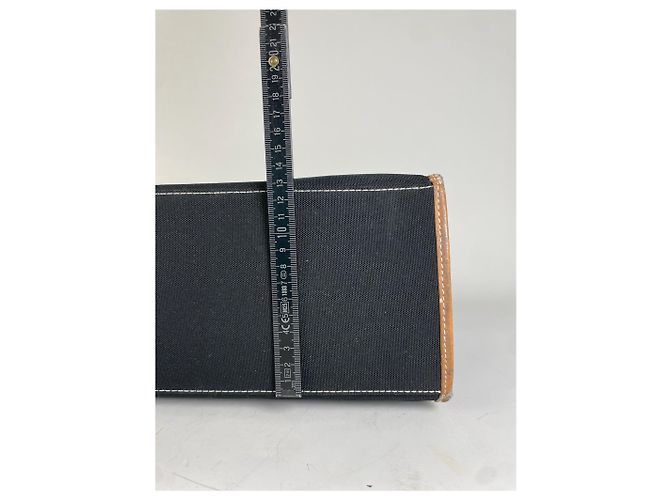 Tote in tela e pelle vintage Courreges Nero Tan - vista 12
