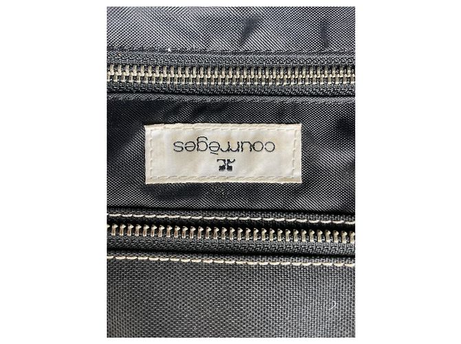 Tote in tela e pelle vintage Courreges Nero Tan - vista 4