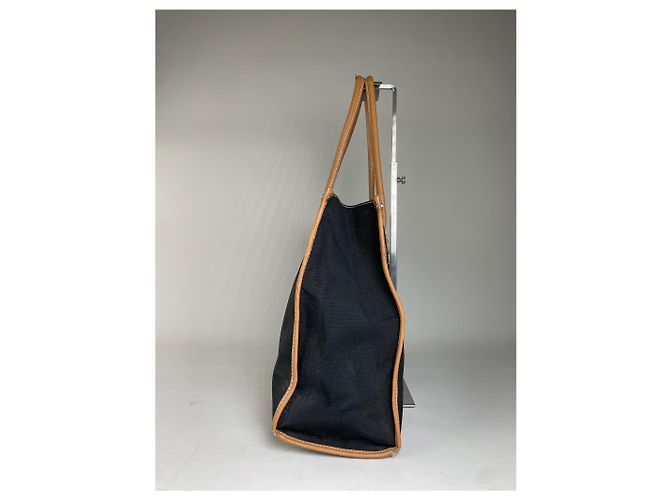 Tote in tela e pelle vintage Courreges Nero Tan - vista 7