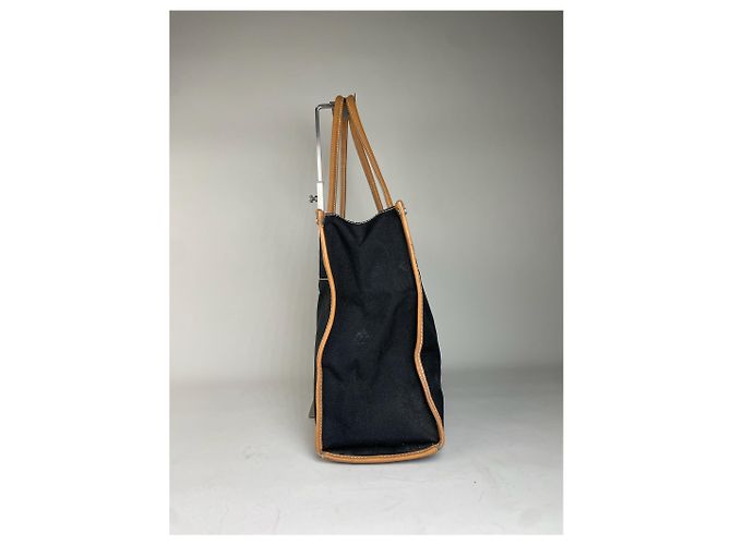 Tote in tela e pelle vintage Courreges Nero Tan - vista 8