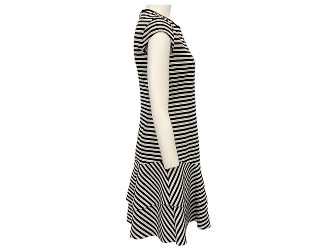 Abito Akris Punto a maniche corte a righe beige / nero - vista 2
