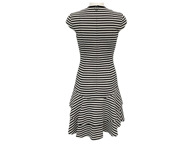 Abito Akris Punto a maniche corte a righe beige / nero - vista 3