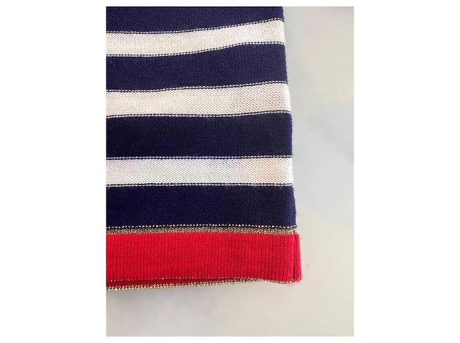 Gucci Canotta a Righe in Lana e Cashmere Bianco Rosso Blu - vista 5