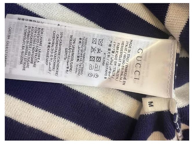 Gucci Canotta a Righe in Lana e Cashmere Bianco Rosso Blu - vista 6