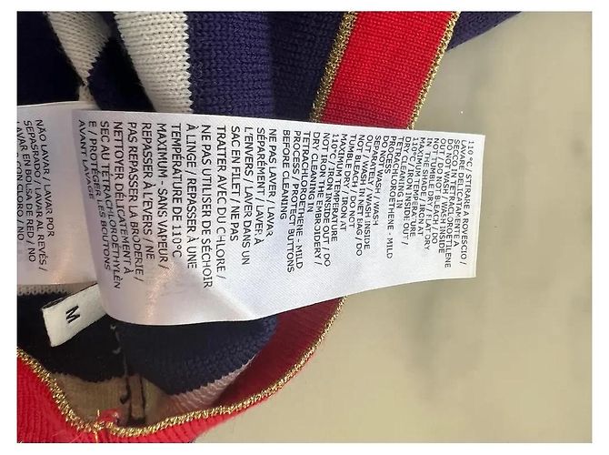 Gucci Canotta a Righe in Lana e Cashmere Bianco Rosso Blu - vista 7