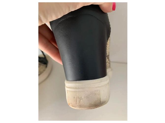 Giuseppe Zanotti Sneakers con zeppa stampa python e pelle nera Nero Beige - vista 5