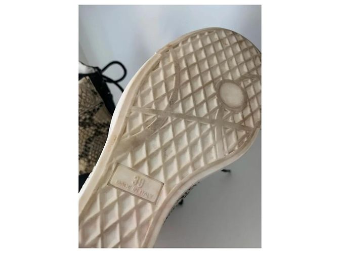 Giuseppe Zanotti Sneakers con zeppa stampa python e pelle nera Nero Beige - vista 6