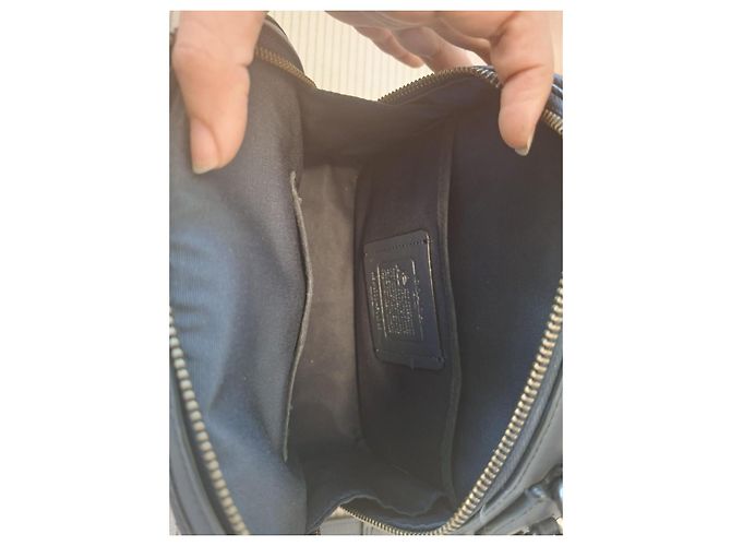 Borsa Coach F11785 Lunch Box in pelle - Nero Pallido/Grigio - vista 10