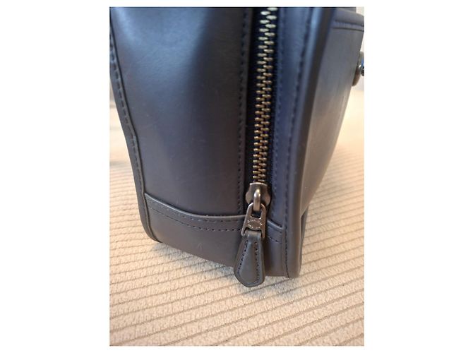Borsa Coach F11785 Lunch Box in pelle - Nero Pallido/Grigio - vista 4
