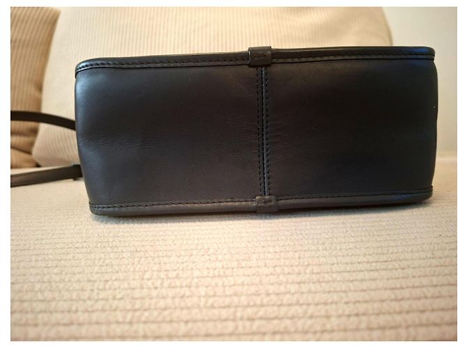 Borsa Coach F11785 Lunch Box in pelle - Nero Pallido/Grigio - vista 5