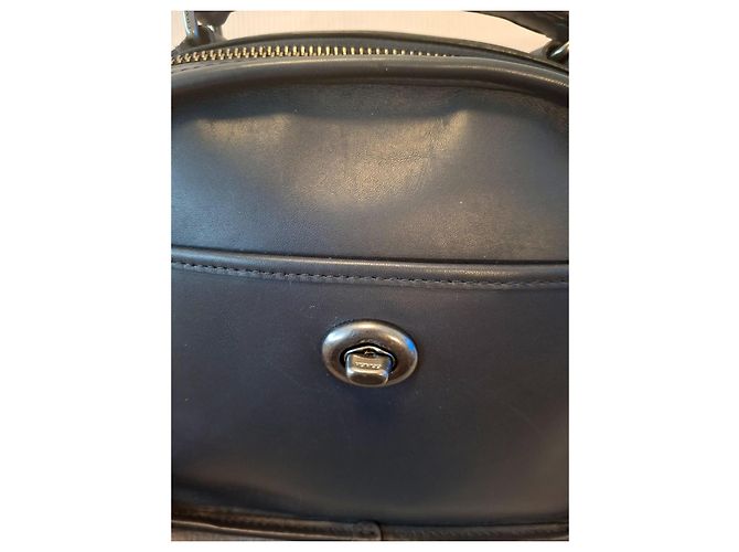 Borsa Coach F11785 Lunch Box in pelle - Nero Pallido/Grigio - vista 7