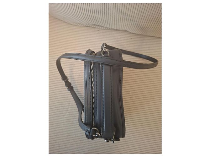 Borsa Coach F11785 Lunch Box in pelle - Nero Pallido/Grigio - vista 9