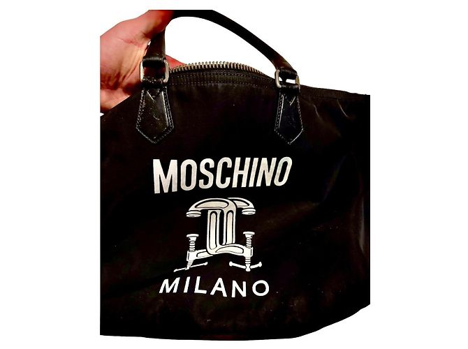 Moschino Milano Borsa Tote in Nylon Nero - vista 7