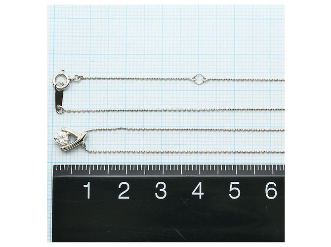 Autre Marque Platinhalskette mit Diamantanhänger - Ansicht 4