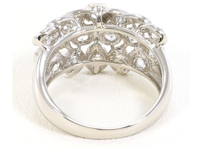 Autre Marque Platin 900 Ring mit weißem Saphir - Ansicht 4