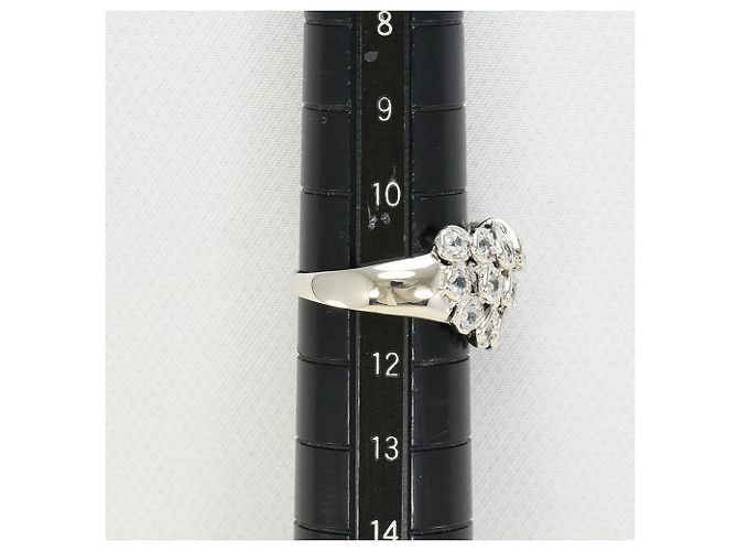 Autre Marque Platin 900 Ring mit weißem Saphir - Ansicht 8