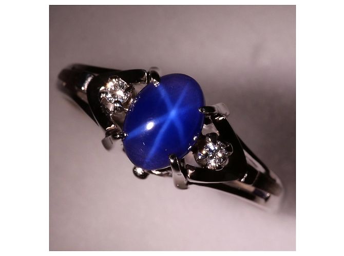Autre Marque 14K Weißgold-Ring mit Saphir und Diamant Golden - Ansicht 2
