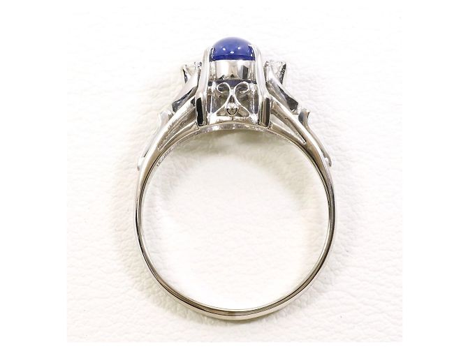 Autre Marque 14K Weißgold-Ring mit Saphir und Diamant Golden - Ansicht 3