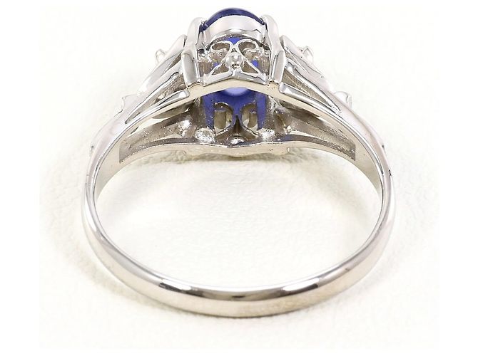 Autre Marque 14K Weißgold-Ring mit Saphir und Diamant Golden - Ansicht 4