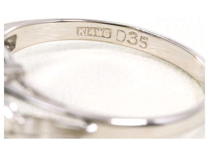 Autre Marque 14K Weißgold-Ring mit Saphir und Diamant Golden - Ansicht 5