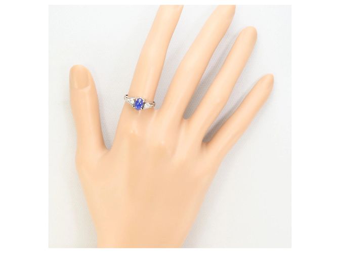 Autre Marque 14K Weißgold-Ring mit Saphir und Diamant Golden - Ansicht 7