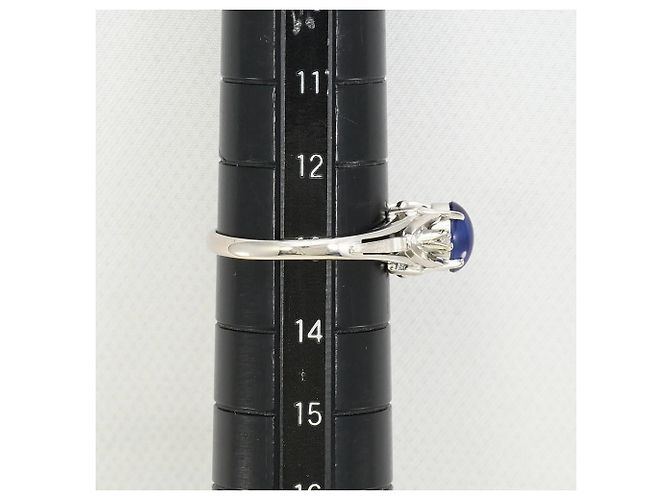 Autre Marque 14K Weißgold-Ring mit Saphir und Diamant Golden - Ansicht 8