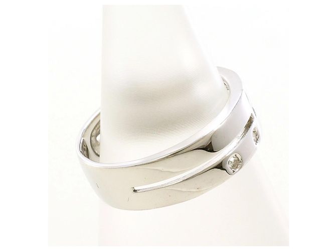Autre Marque Anello a fascia in oro bianco 14K con diamante D'oro - vista 2