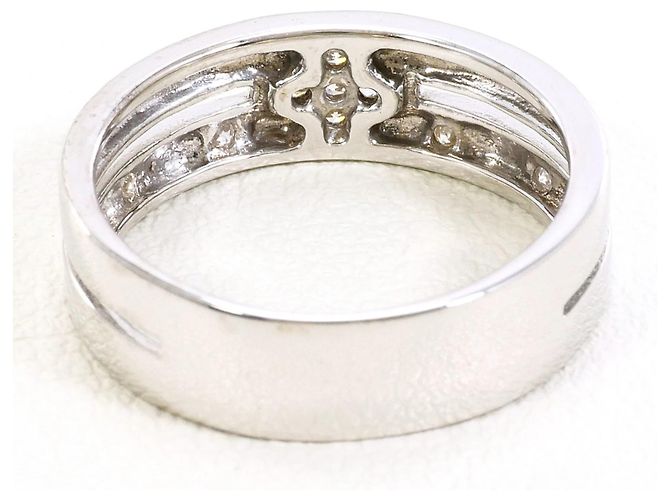 Autre Marque Anello a fascia in oro bianco 14K con diamante D'oro - vista 3
