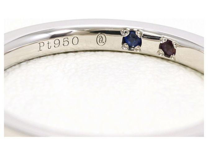 Autre Marque PT950 Platinring mit Saphir und Granat - Ansicht 4