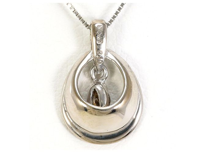 Autre Marque Collana in oro bianco 10K con diamanti marroni e bianchi Marrone D'oro - vista 3