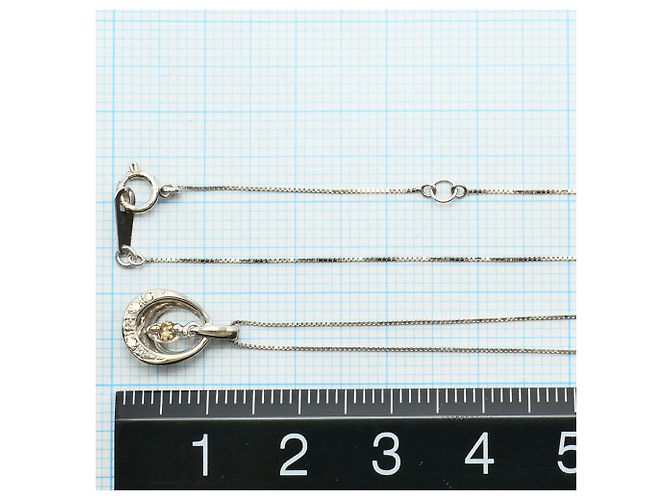 Autre Marque Collana in oro bianco 10K con diamanti marroni e bianchi Marrone D'oro - vista 4