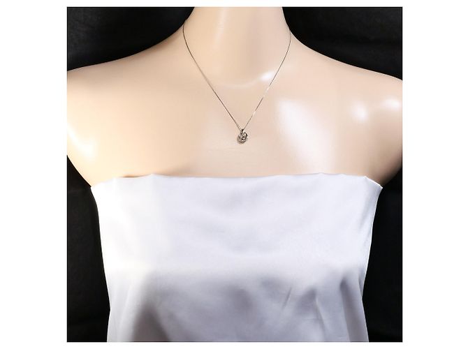 Autre Marque Collana in oro bianco 10K con diamanti marroni e bianchi Marrone D'oro - vista 5