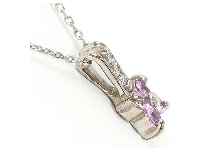 Autre Marque Collana in oro bianco 14K con zaffiro rosa e diamante D'oro - vista 2