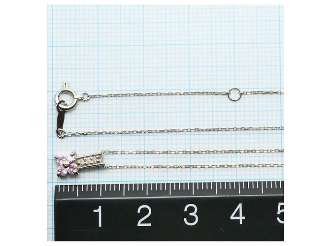Autre Marque Collana in oro bianco 14K con zaffiro rosa e diamante D'oro - vista 4