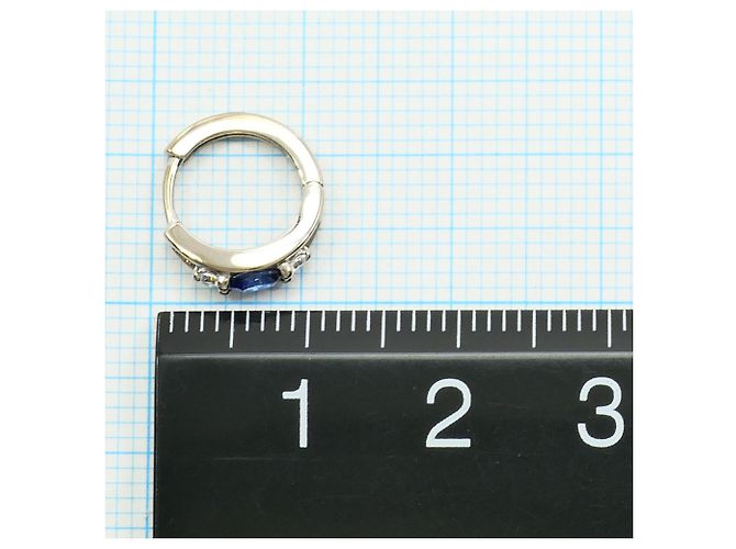 Autre Marque Orecchini a cerchio in oro bianco 10K con zaffiro e zircone D'oro - vista 3