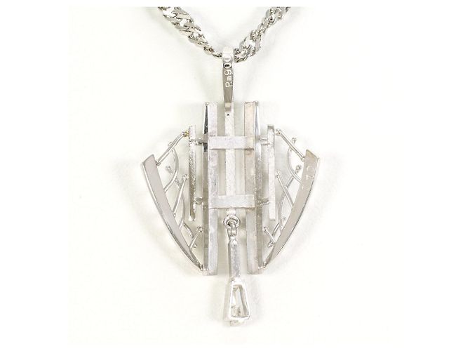 Autre Marque Platinhalskette mit Diamantanhänger - Ansicht 3