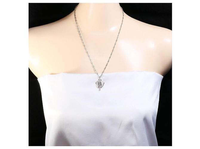 Autre Marque Platinhalskette mit Diamantanhänger - Ansicht 6