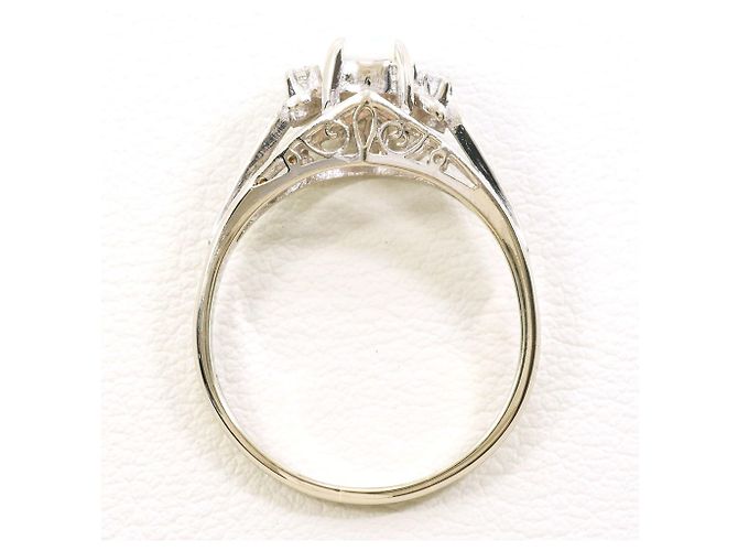 Autre Marque 14K Weißgold-Ring mit Opal und Diamant Golden - Ansicht 3