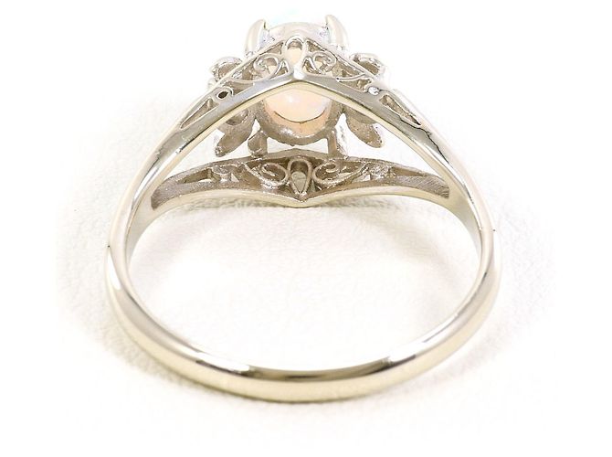 Autre Marque 14K Weißgold-Ring mit Opal und Diamant Golden - Ansicht 4