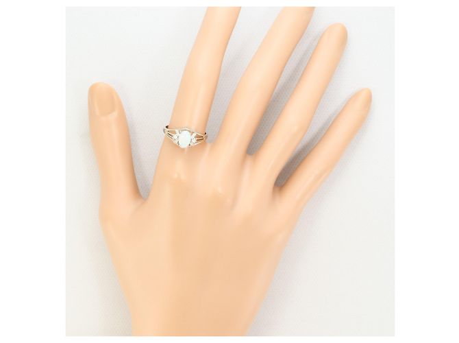 Autre Marque 14K Weißgold-Ring mit Opal und Diamant Golden - Ansicht 6