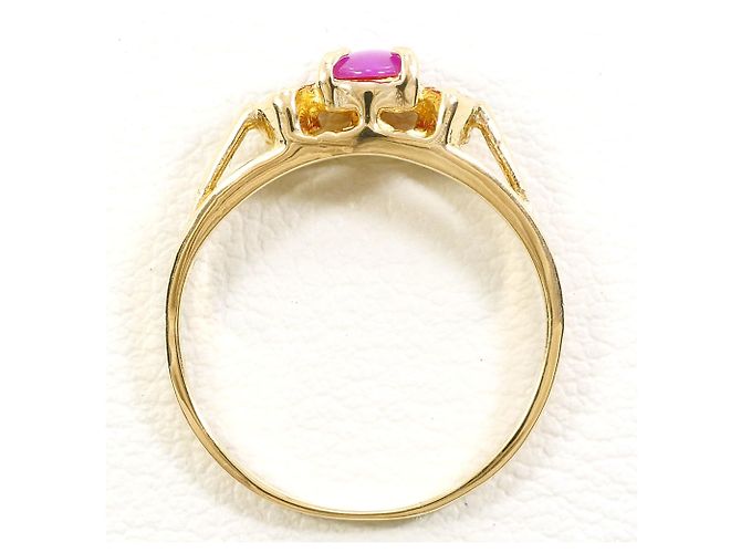 Autre Marque 10K Gelbgold-Ring mit synthetischem Stern-Rubin Golden - Ansicht 3